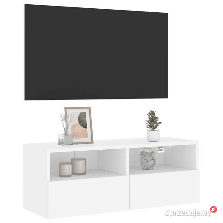 Ścienna szafka TV biała 80x30x30 materiał Warszawa