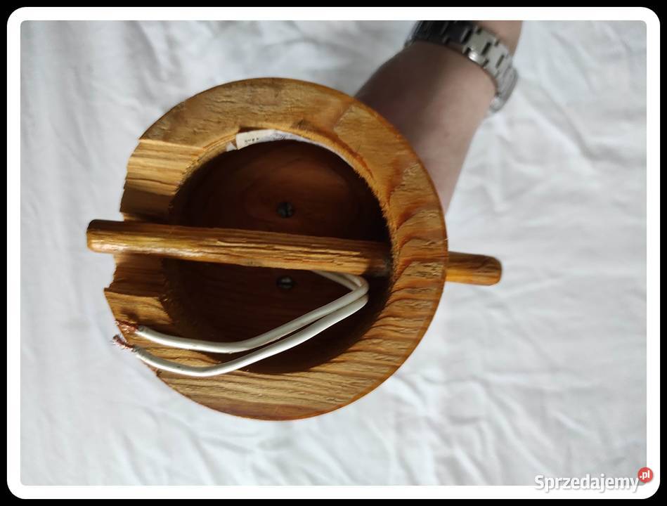 Drewniana lampa zdobiona bez klosza Płock sprzedam