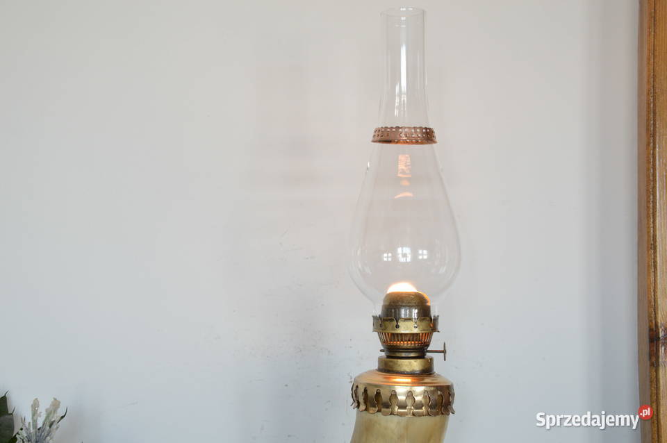 lampa naftowa duży RÓG kaganek mosiądz sprawna śląskie Jastrzębie-Zdrój
