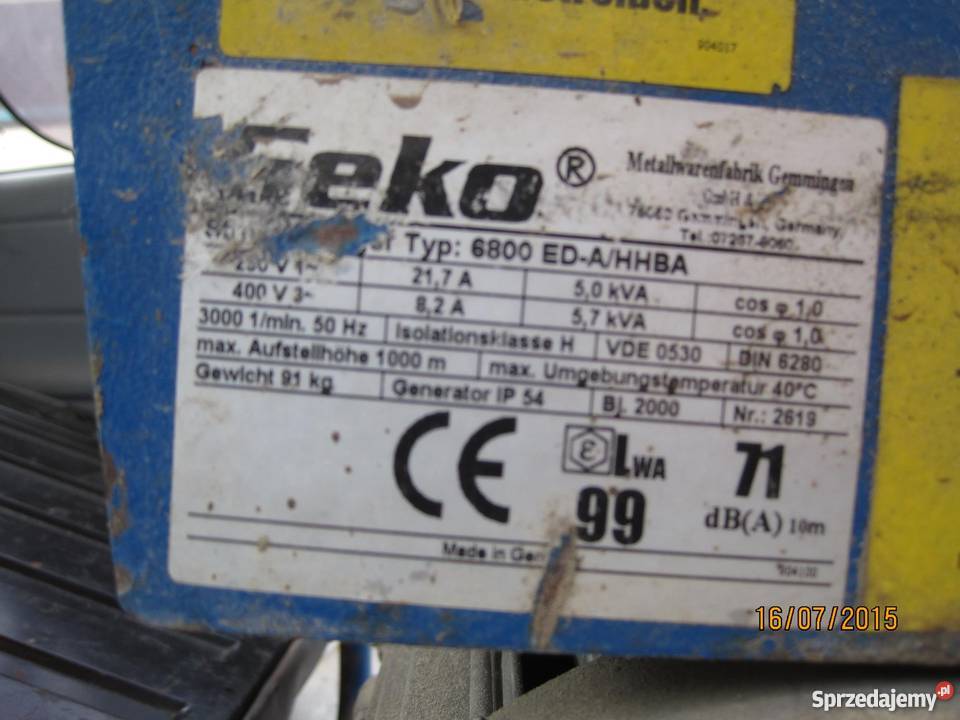 Agregat Prądotwórczy HONDA GX390 13 Spalinowe Tczew