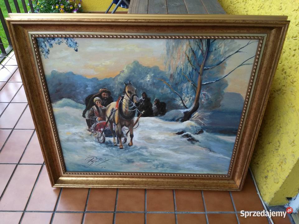 Olej na płótnie Zenon Pajor Zaprzęg góralski kujawsko-pomorskie
