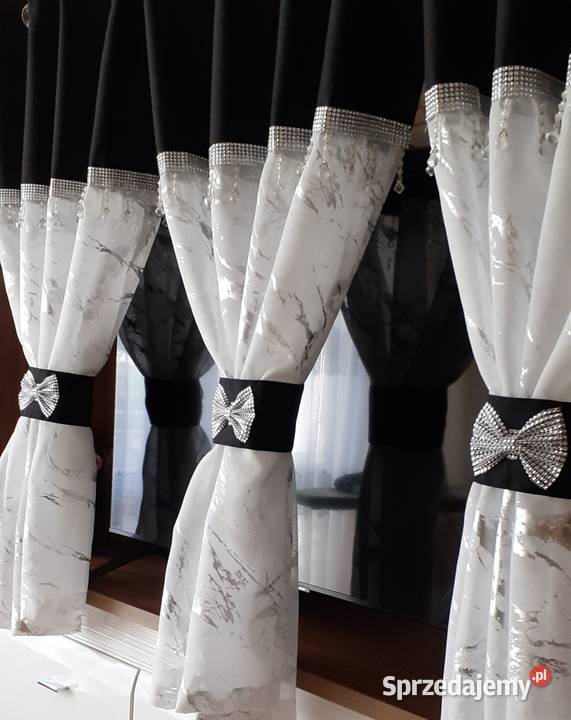 Firany cukierki srebrny marmurek 3 sztuki