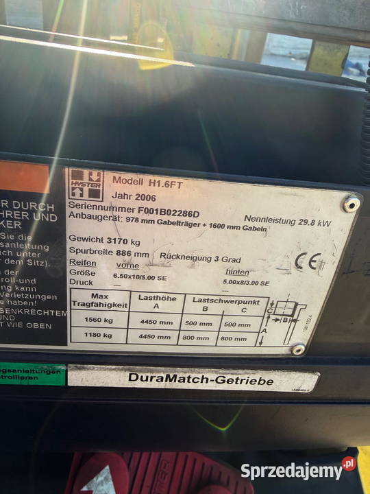 wózek widłowy HYSTER H16FT Triplex 450m 2007r Motoryzacja Działoszyn