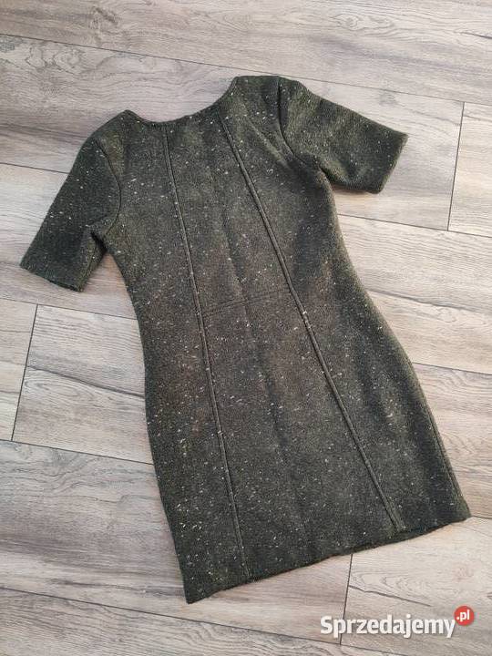 Zielona wełniana sukienka Zara Vintage y2k 36 38 zielony