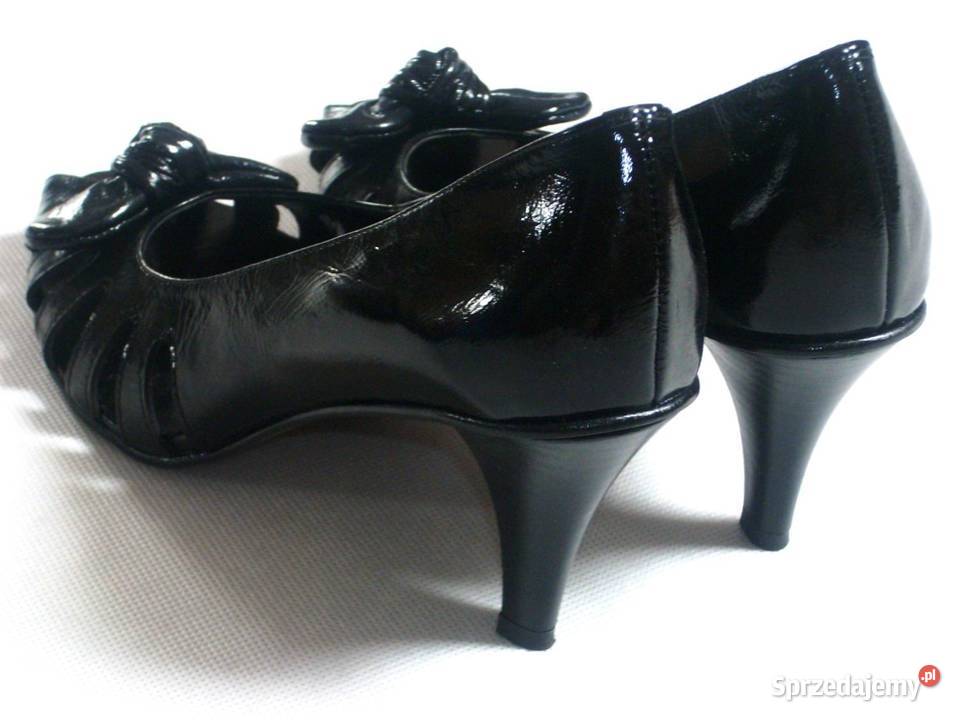 NOWE Buty Skórzane SKÓRA Ażurowe 39 vintage czarny Nowy Sącz