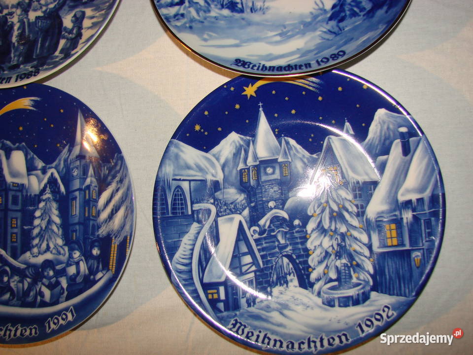 kobaltowy talerz świąteczny Pruszcz Gdański