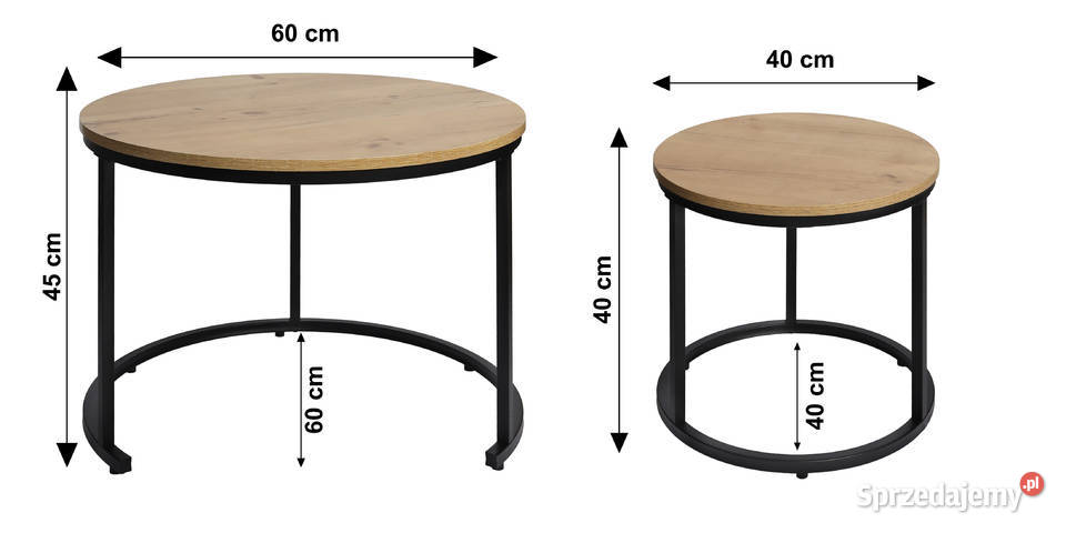 Nowoczesne stoliki kawowe okrągłe zestaw 2w1 wielkopolskie Poznań
