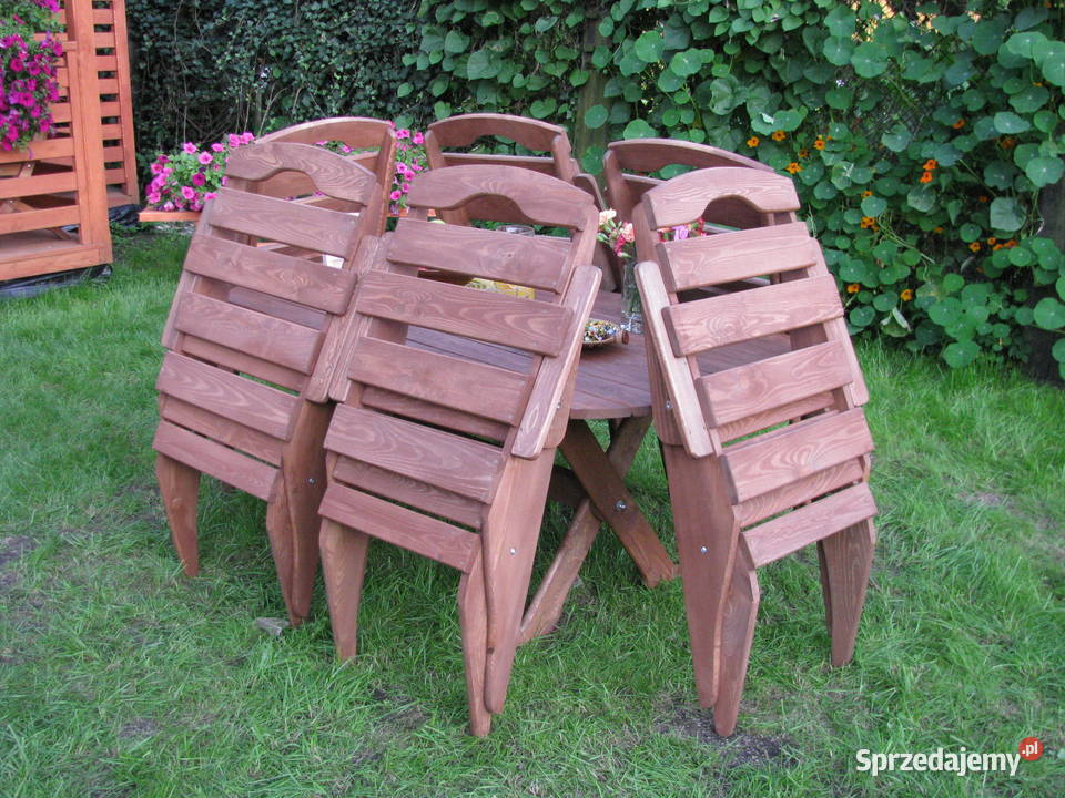 Zestaw drewnianych mebli ogrodowych składanych Kalety