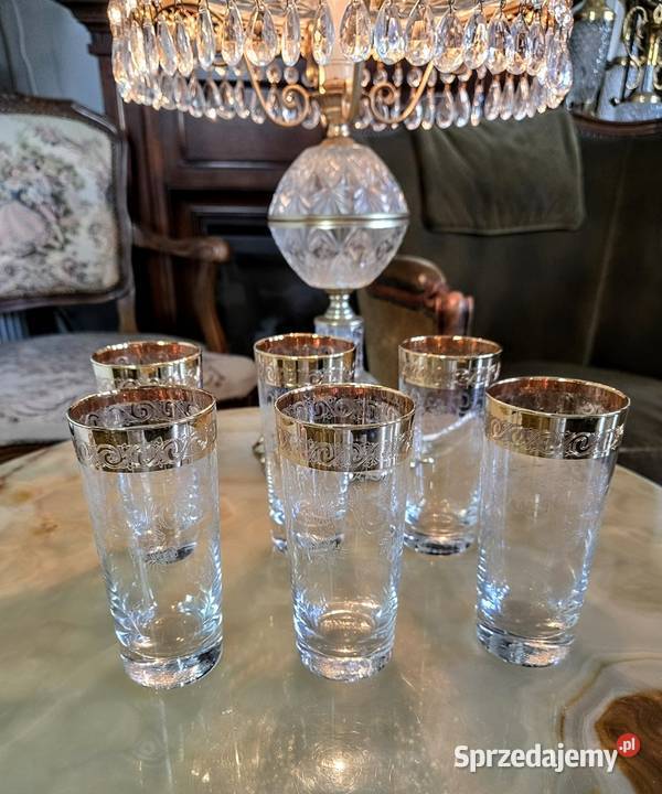 Kieliszki Kryształowe zdobione złotem Murano wielkopolskie