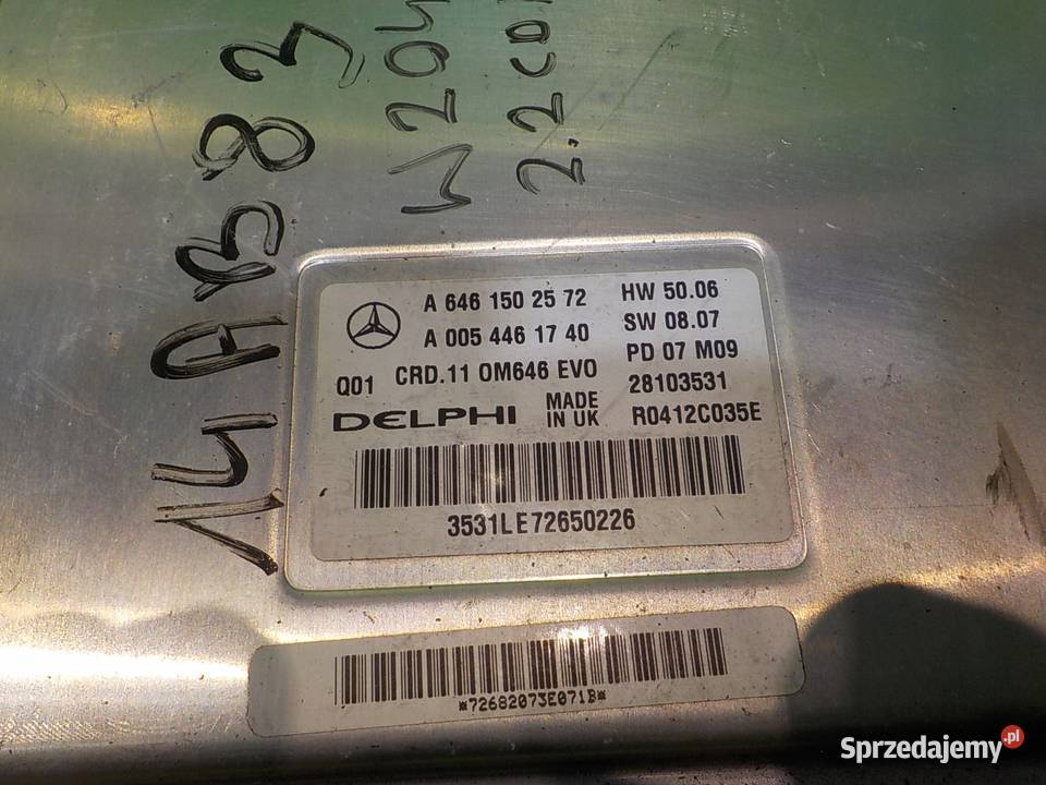MERCEDES C W204 22 CDI 07r SEDAN 4D sterownik Silniki i osprzęt sprzedam