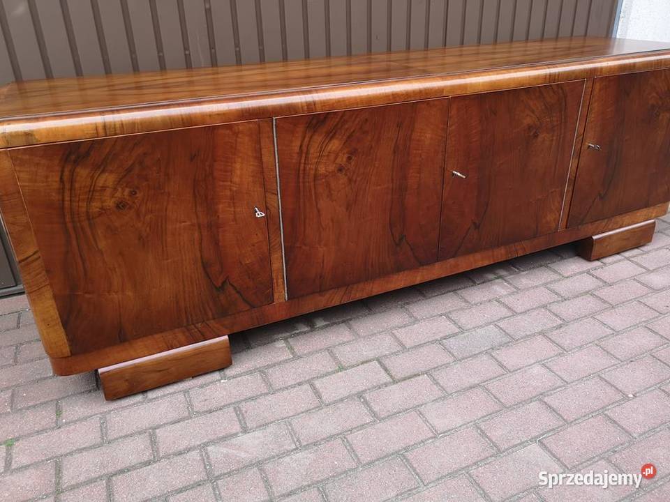 Komoda Szafka ARTDECO RTV Niska 217 Orzech Antyki, Sztuka, Kolekcje Swarzędz
