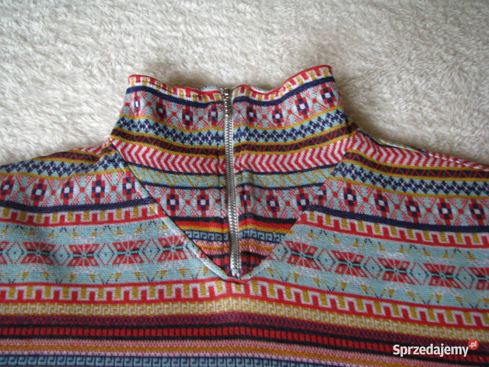 Bluza golf rozpinany pod szyją z geometrycznymi Brzegi sprzedam