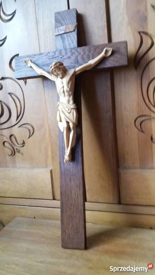 Rzeźba w drewnie krzyż drewniany dewocjonalia Lubień