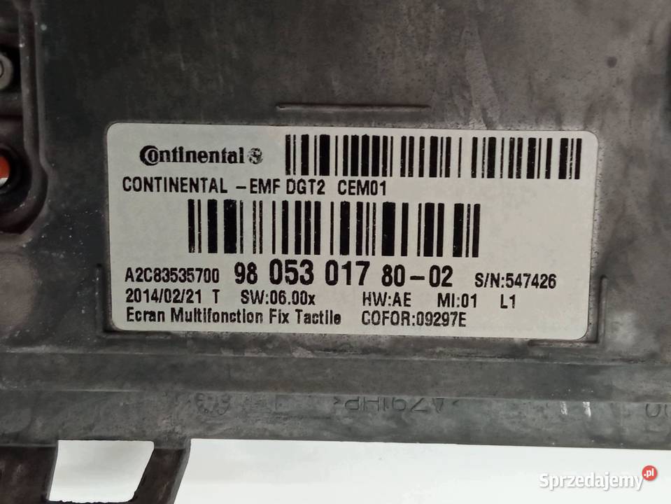 WYŚWIETLACZ 9805301780 Peugeot 2008 I 20132019 Rok produkcji 2014
