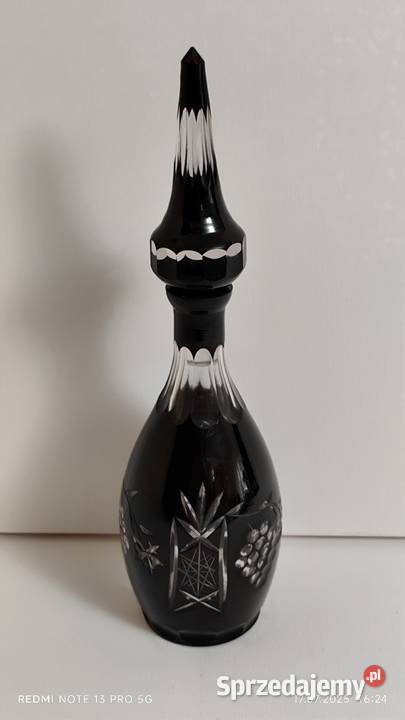 Karafka Kryształowa Rubinowa Pięknie Szlifowana Wiązów