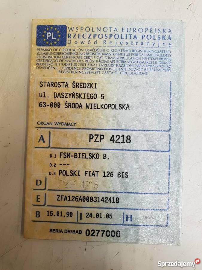 2 FIATY 126P BIS 19891990 Z PAPIERAMI 126 Środa Wielkopolska