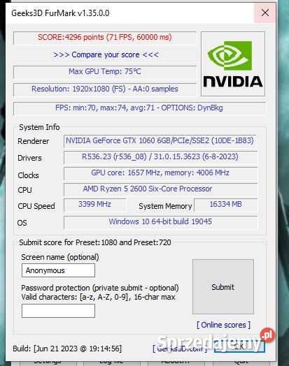 Karta Graficzna NVIDIA GTX 1060 6GB Gigabyte Gigabyte Karty graficzne sprzedam