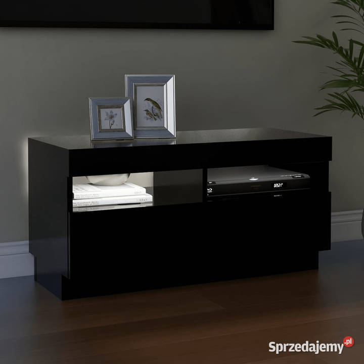 Szafka pod TV z oświetleniem LED czarna 80x35x40 Warszawa