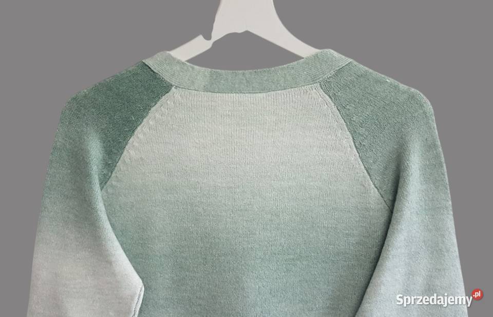 Damski ciepły zielony ombre sweter z długim Chrzanów