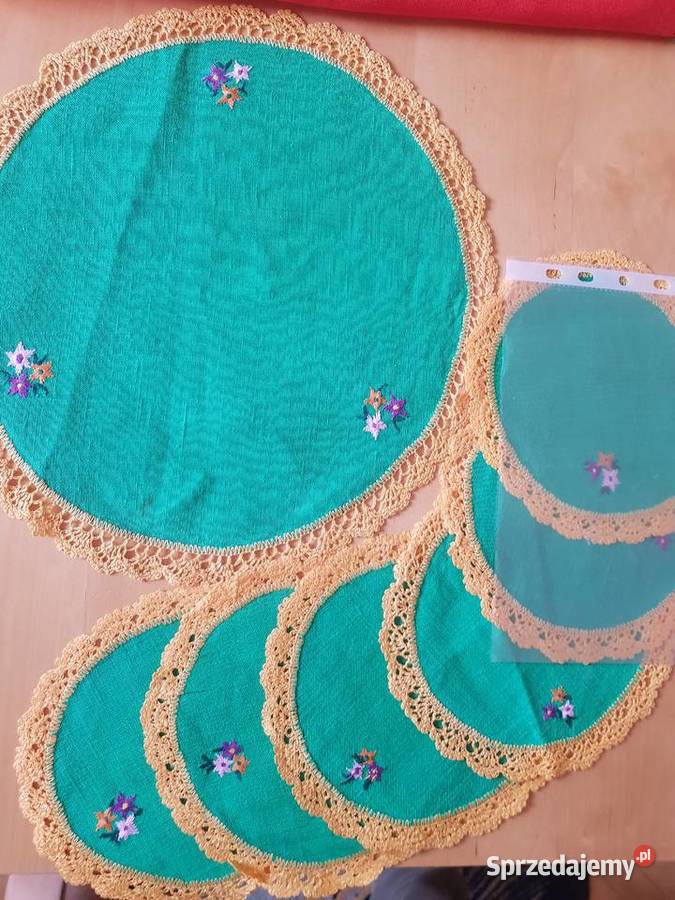 Komplet serwetek kolor zielony z żółtym Antyki, Sztuka, Kolekcje Kielce