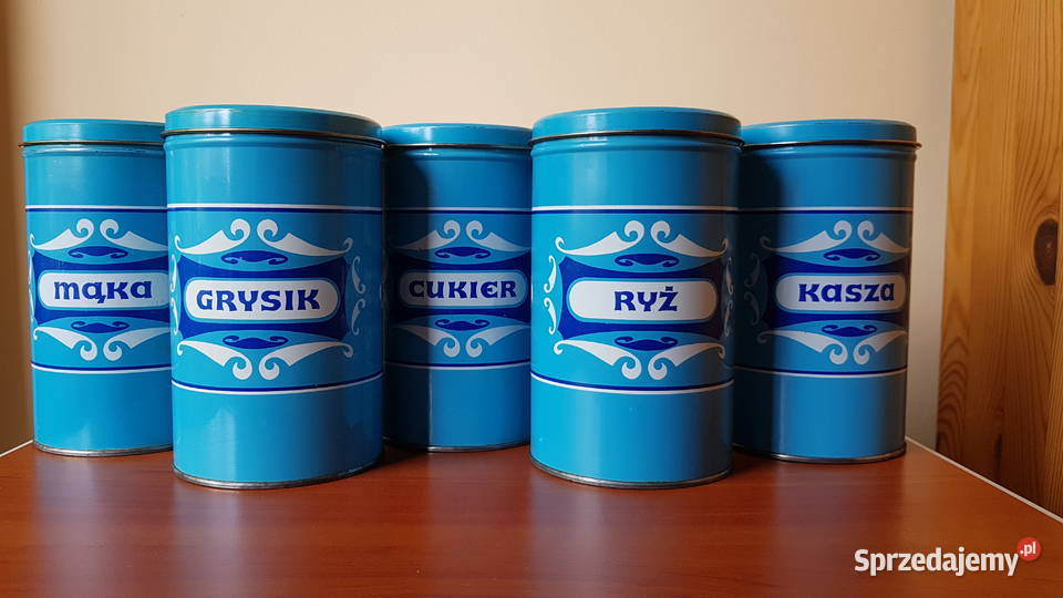 Stare metalowe puszki pojemniki na produkty Dąbrowa Górnicza