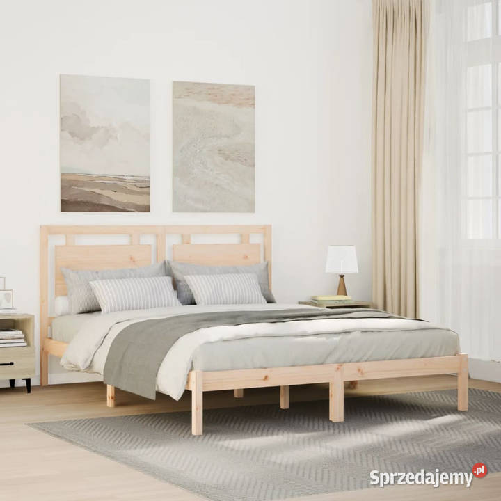 Dłuższe łóżko bez materaca lite drewno 140x220 100cm Łóżka