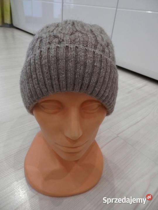 Czapka Wełniana Wełna Wiskoza Beanie Warkocze Łomża