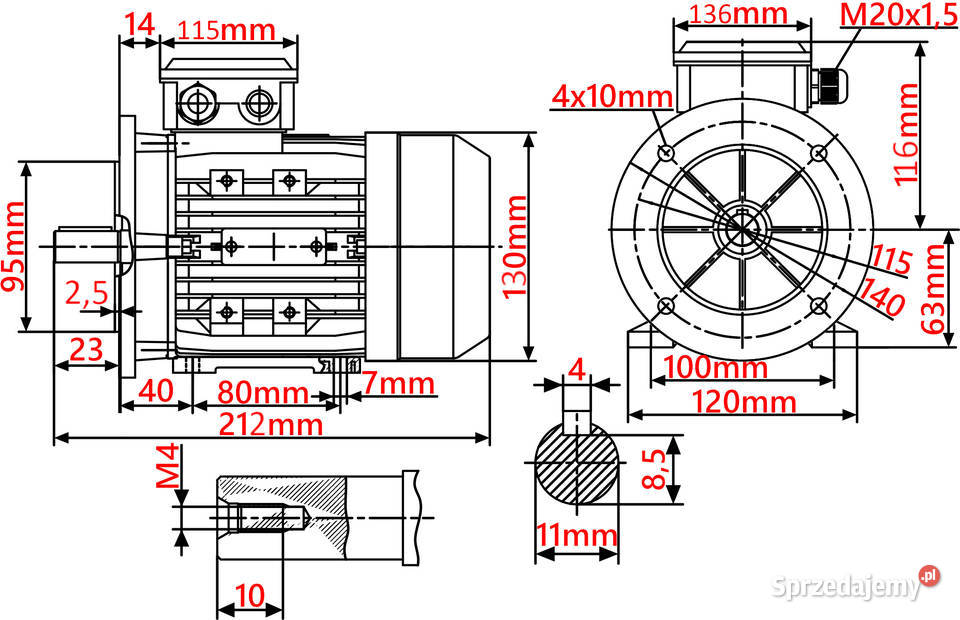 SILNIK ELEKT 018kW 230V 1340obr 1Fazowy Solec Kujawski