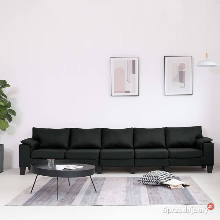 vidaXL 5-osobowa sofa, czarna, tapicerowana 287106