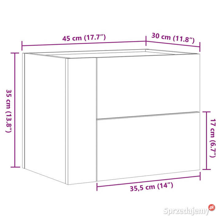 Wisząca szafka nocna brązowy dąb 45x30x35 Warszawa