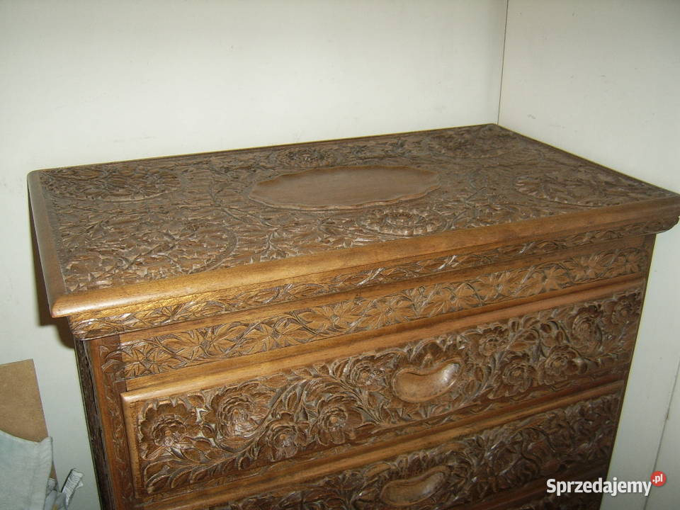 Komoda indyjska ręczni rzeźbiona unikat Antyki, Sztuka, Kolekcje Warszawa