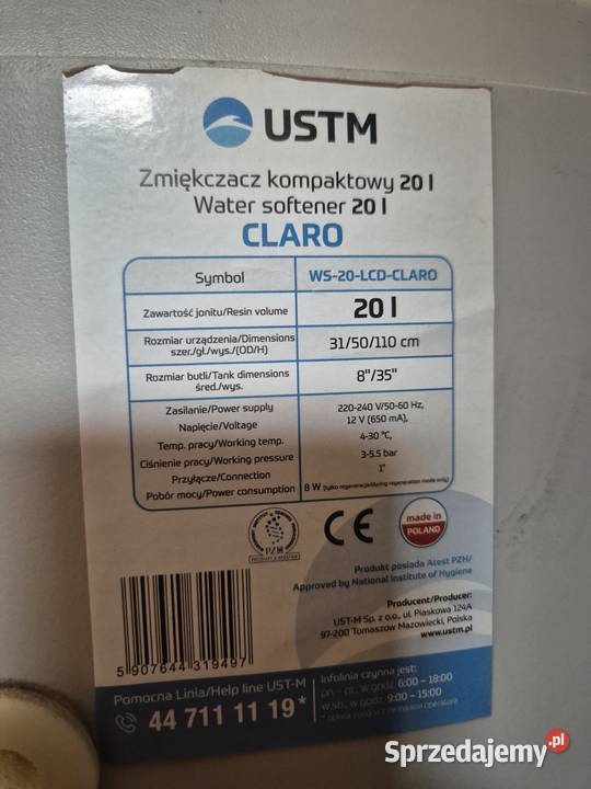 Zmiękczacz kompaktowy WS20LCDCLARO 20L 3150110 śląskie Lubsza