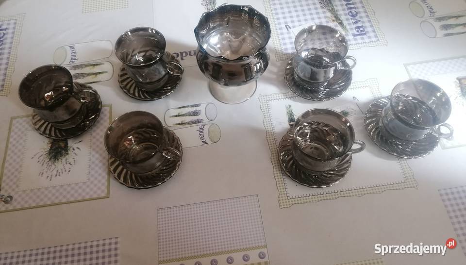 Serwis do kawy herbaty platerowany srebrem 6 łódzkie Łódź