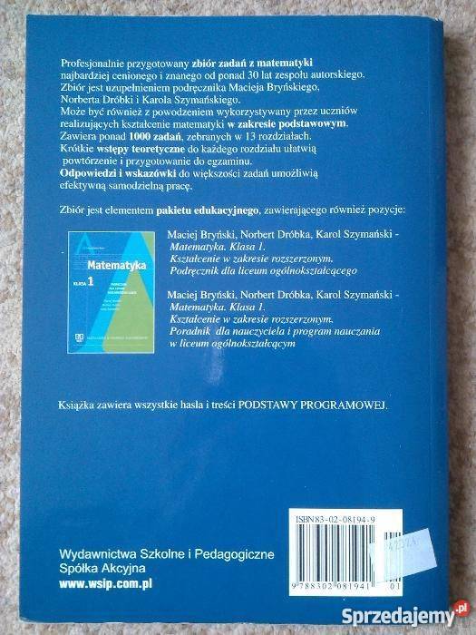MATEMATYKA KLASA 1 LICEUM ZBIÓR ZADAŃ Grudziądz sprzedam
