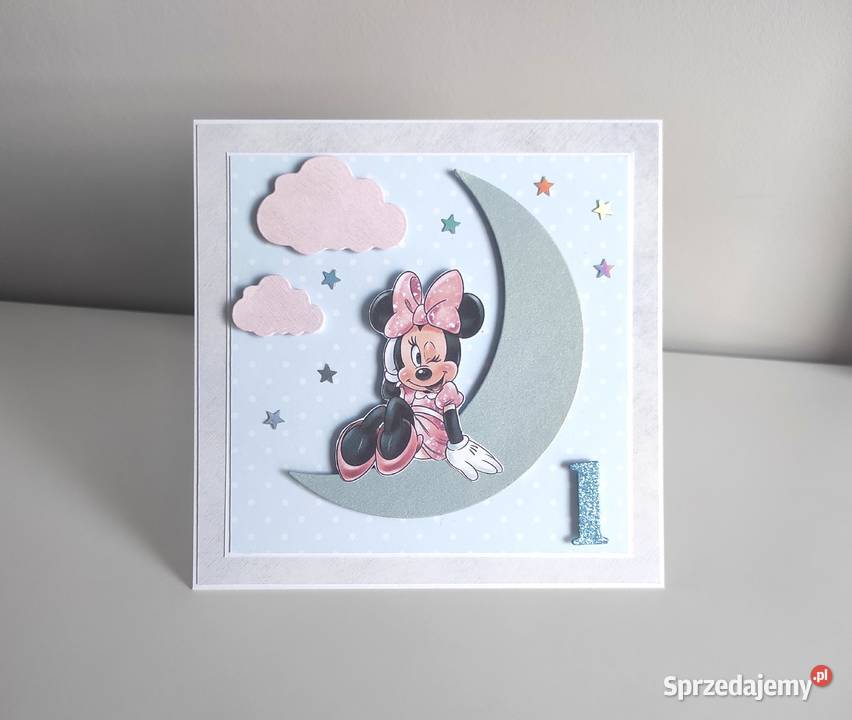 Kartka ręcznie robiona na urodziny Myszka Minnie Łódź sprzedam