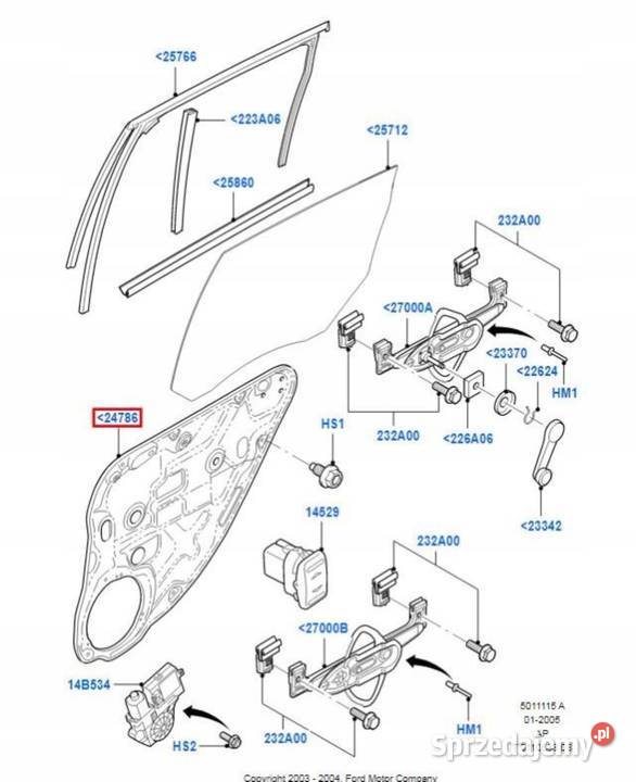 STELAŻ DRZWI PRAWY TYŁ FORD FOCUS 0408 Pozostałe