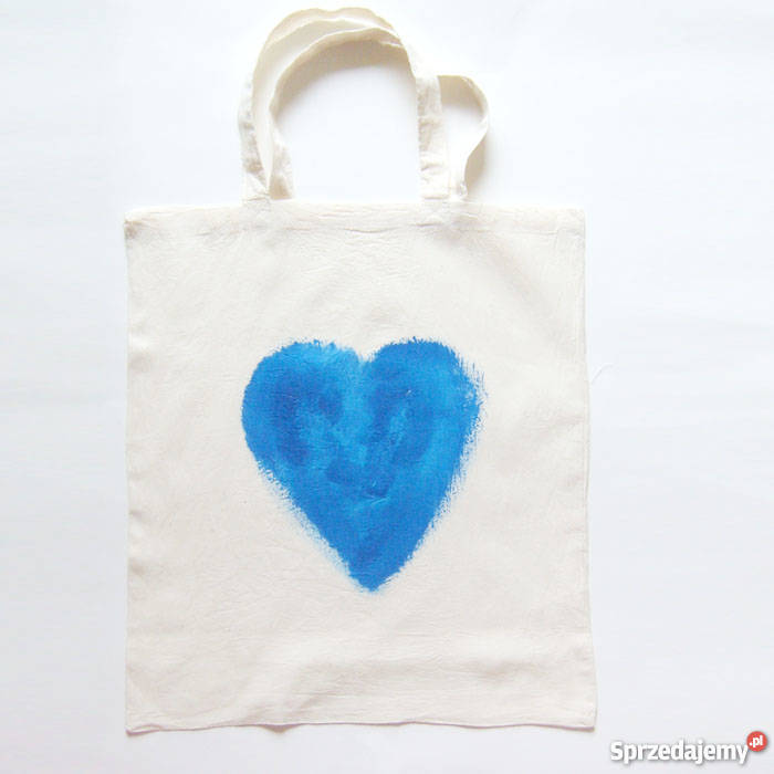 torba z bawełny serce niebieskiegrantowe serce 40cm Katowice