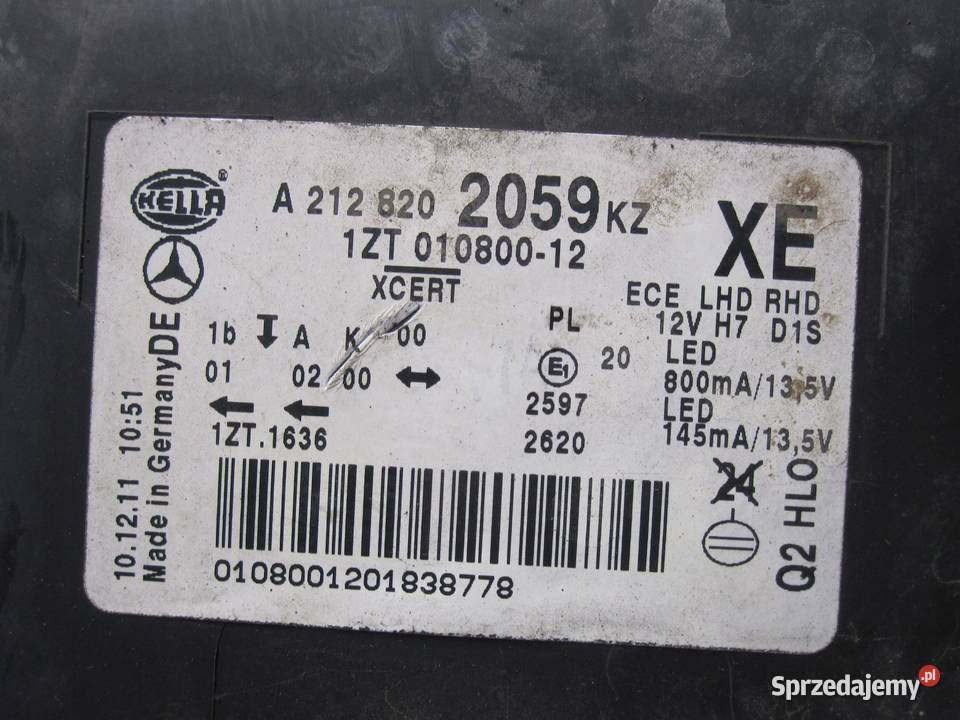 MERCEDES E IV W212 12r lampa prawa przód