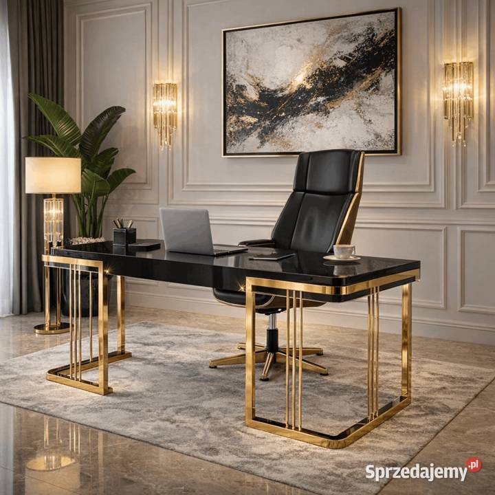 Czarne złote biurko ze stali nierdzewnej Luxury Golkowice