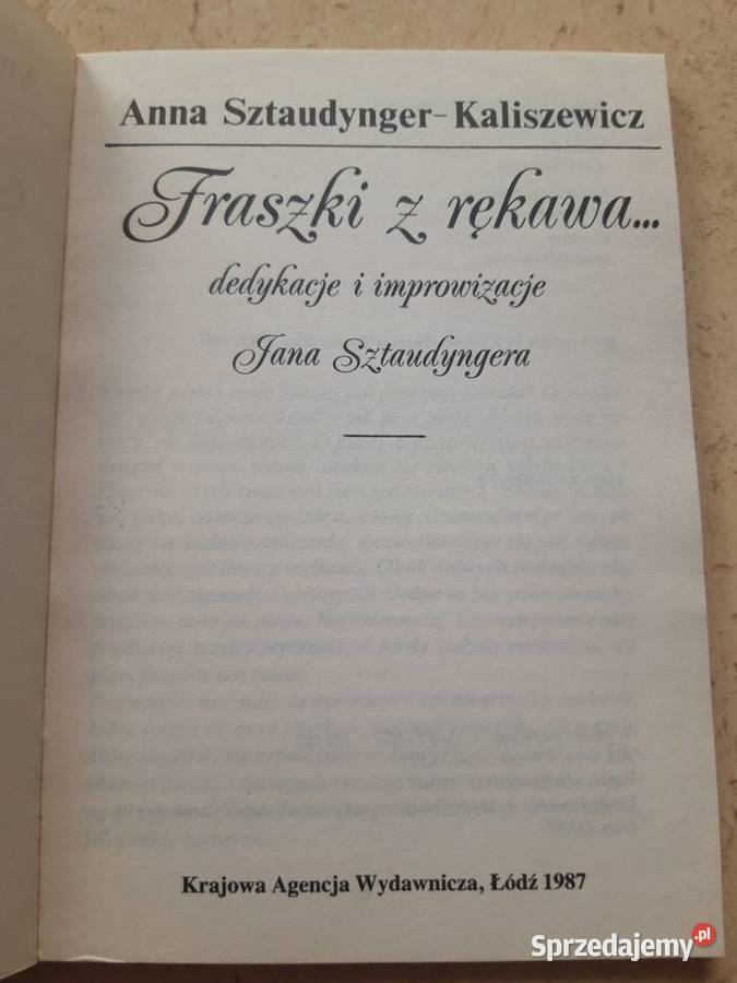 Fraszki z rękawa Anna Sztaudynger Kaliszewicz Bielsko-Biała