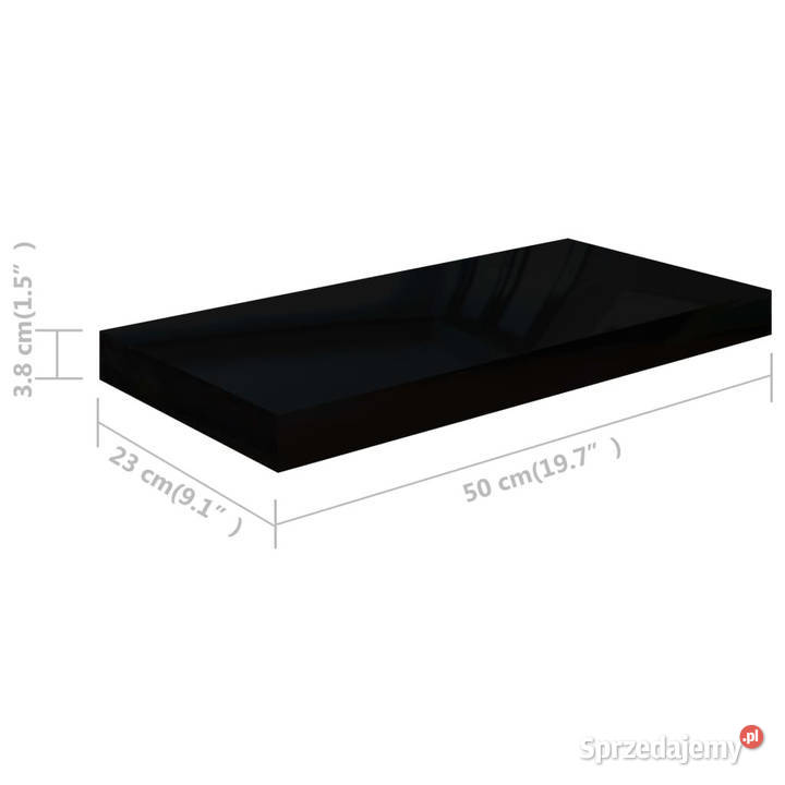 Półki ścienne 2 wysoki połysk czarne 50x23x38 Warszawa
