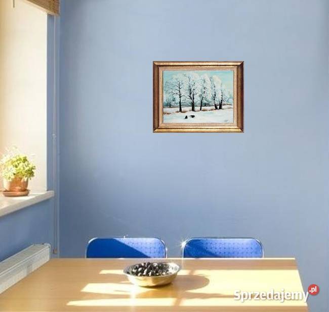 Obraz olejny Pejzaż zimowy z wronami Lublin