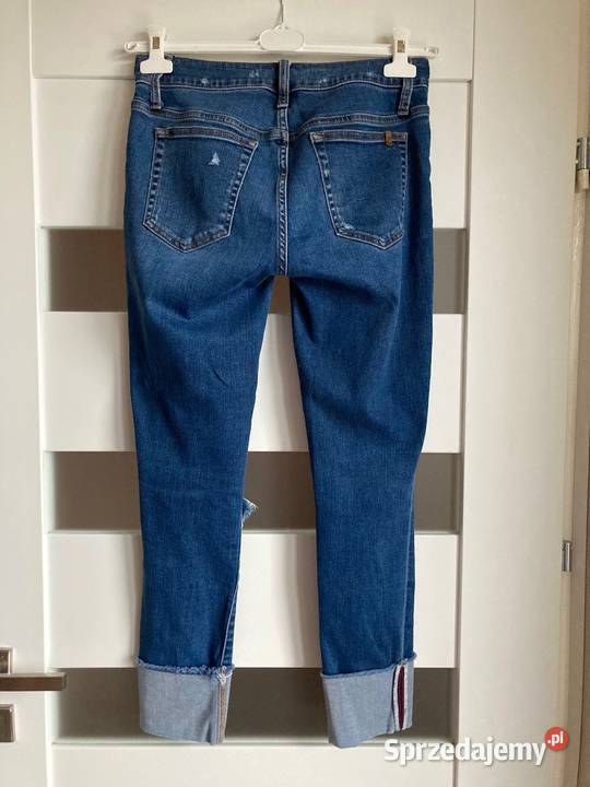 Świetne jeansy dziury granat skinny Joes USA 78 Spodnie Nisko