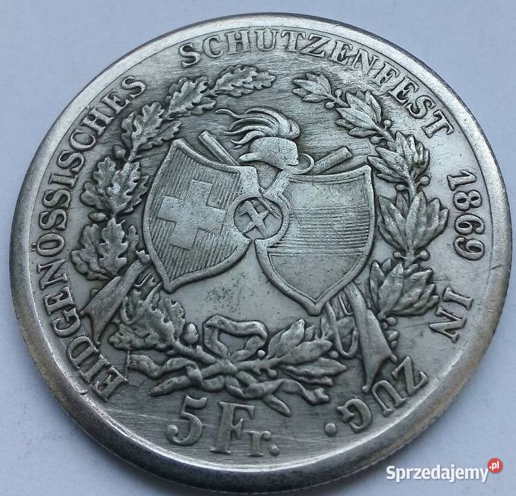 SZWAJCARIA5 FRANKÓW1869 r KOPIARZADKA Numizmatyka Legionowo