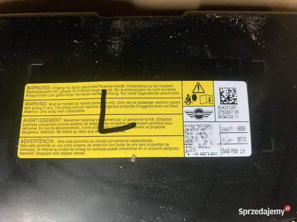 604321201 poduszka powietrzna lewa Mini cooper Szczecin