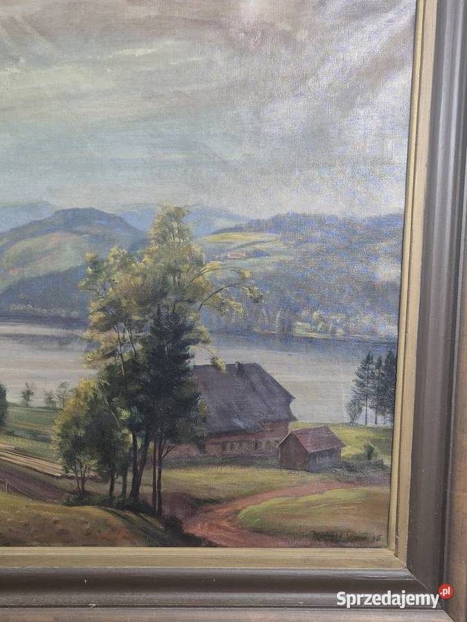 Obraz olej na putnie sygnowany Manfred Selimir Poddębice