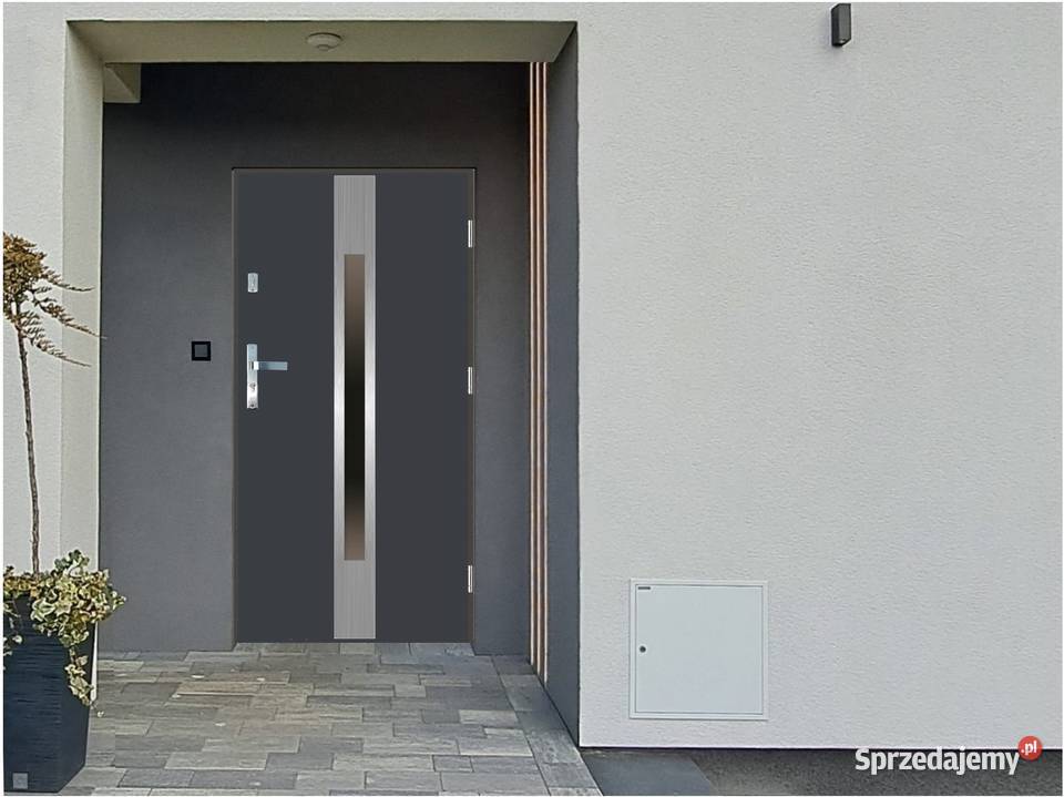 Drzwi wejściowe do domu GI28 INOX Antracyt 90 Ciemniewo