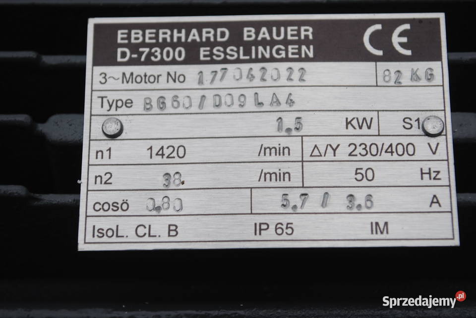 Motoreduktor 15kw 38obrmin Firmy BAUER