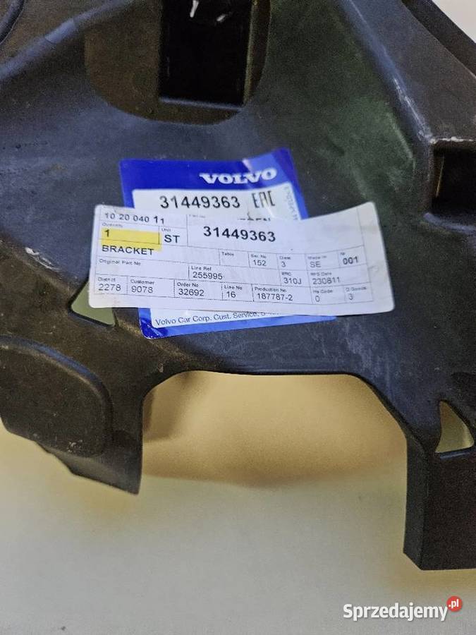 VOLVO XC40 ŚLIZG PRAWY ZDERZAKA PRZÓD 31449363 osobowe Międzychód