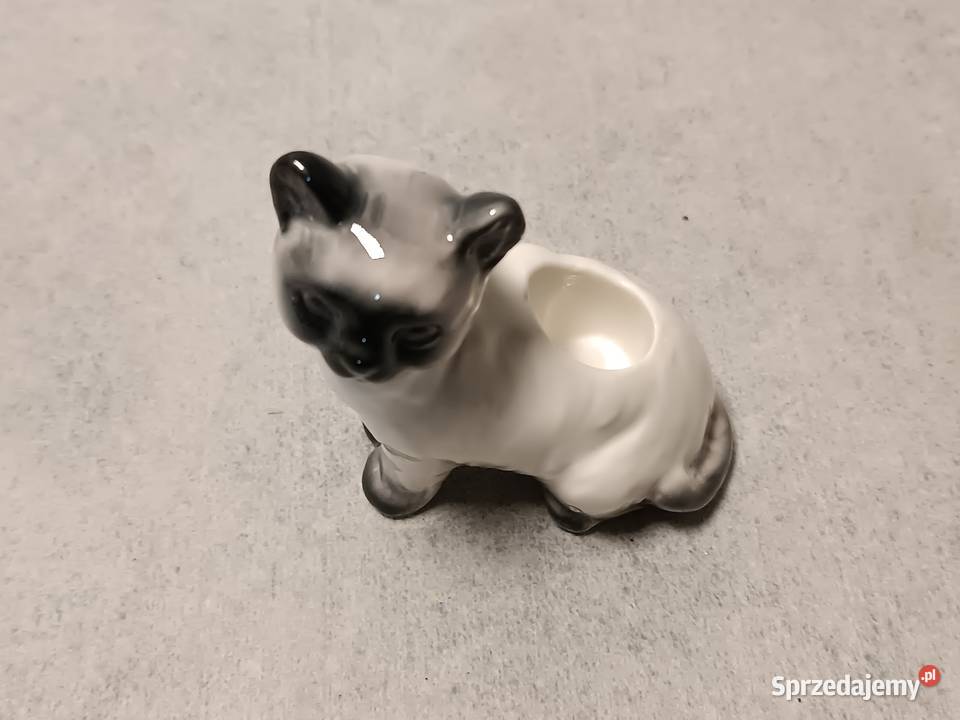 Porcelanowy Świecznik Kot Kotek Figuralny Zakopane